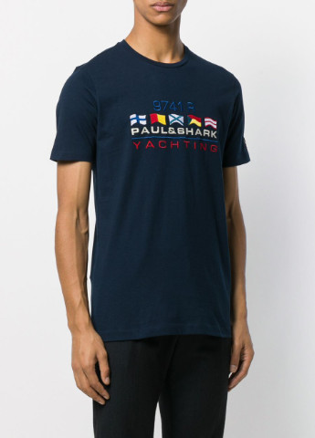 Темно-синя футболка чоловіча embroidered flag t-shirt Paul & Shark