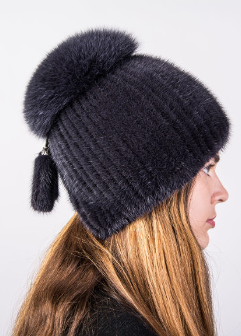 Жіноча зимова в'язана норкова шапка Меховой Стиль ляпушка (246220685)