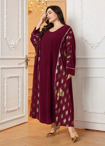 Бордова кежуал сукня а-силует SHEIN з малюнком