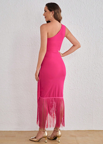 Рожева коктейльна сукня на одне плече SHEIN однотонна