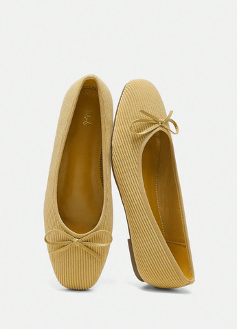 Женские туфли SHEIN | жёлтые однотонные бант текстиль (330750154)