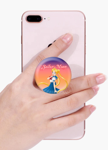 Попсокет (Popsockets) тримач для смартфону Сейлор Мун (Sailor Moon) (8754-2928) Чорний MobiPrint (229014754)