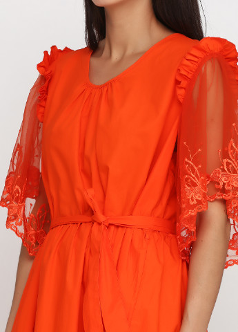 Оранжевое кэжуал платье Bubble однотонное