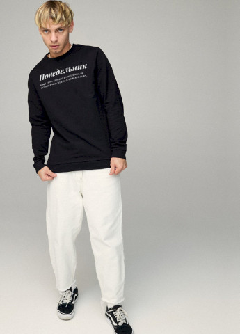 Черный свитшот мужской basic /no flis/ YAPPI рисунок (251424367)