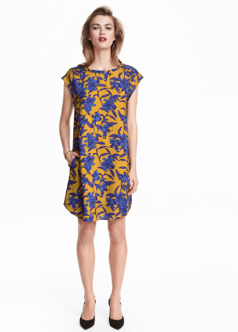 Гірчична кежуал сукня H&M з малюнком