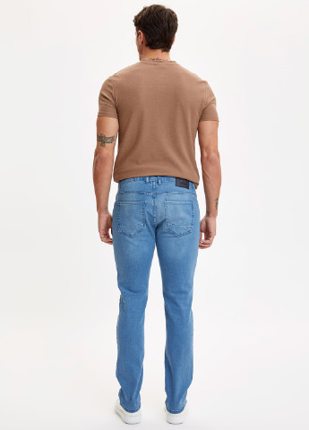 Голубые демисезонные прямые джинсы DeFacto