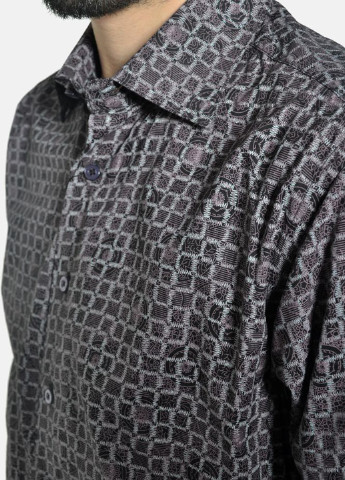Серо-коричневая кэжуал рубашка с абстрактным узором Framzoni