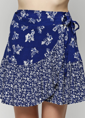 Темно-синяя кэжуал цветочной расцветки юбка Blue Rain by Francesca's мини