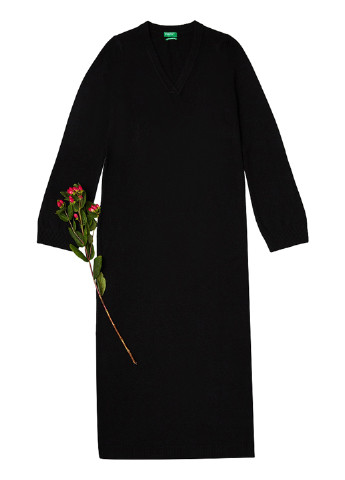 Черное кэжуал платье а-силуэт United Colors of Benetton однотонное