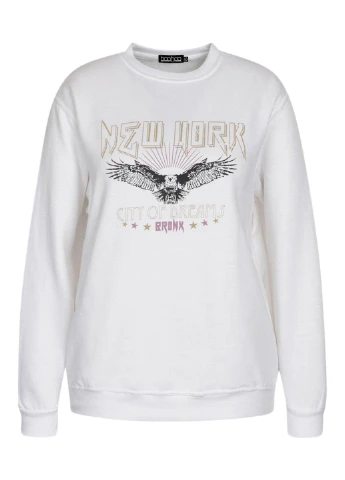 Белый свитшот Boohoo рисунок без декора (249991273)
