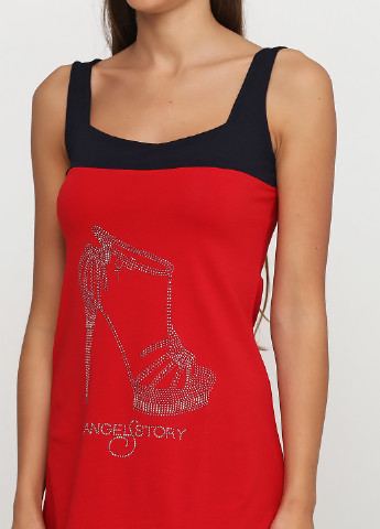 Красное домашнее платье короткое Angel's Story с рисунком