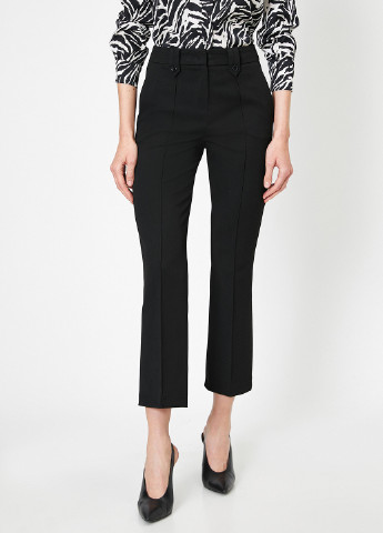 Черные классические демисезонные укороченные, прямые брюки KOTON