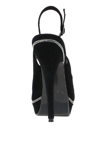 Черные босоножки Fashion Pymes с ремешком с брошкой, с камнями, с металлическими вставками