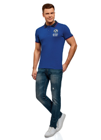 Синяя футболка-поло для мужчин Oodji