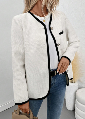 Белый женский жакет SHEIN колор блок - демисезонный