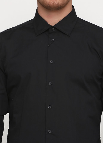 Сорочка Colours з довгим рукавом однотонна чорна кежуал