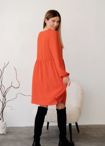 Оранжевое кэжуал платье для беременных и кормящих свободного кроя хлопковое с секретом для кормления оранжевое To Be однотонное