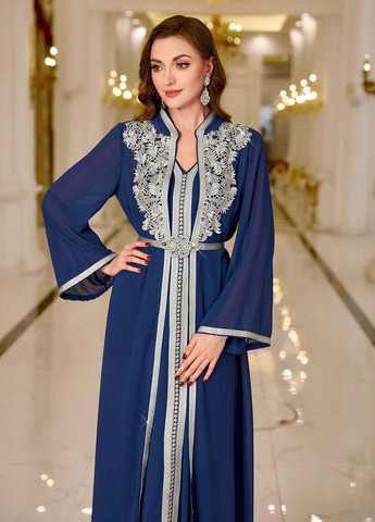 Синя вечірня сукня SHEIN однотонна