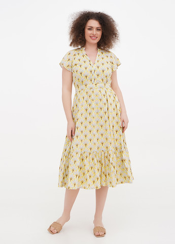 Желтое кэжуал платье клеш Boden с цветочным принтом