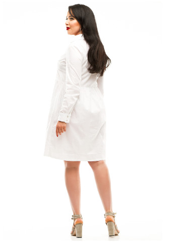 Белое кэжуал платье рубашка Lady Style однотонное