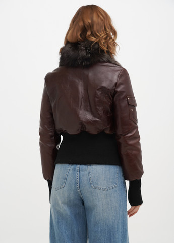 Бордова демісезонна куртка шкіряна Rich