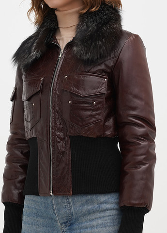 Бордова демісезонна куртка шкіряна Rich