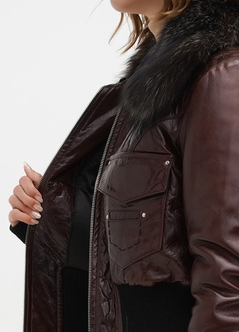 Бордова демісезонна куртка шкіряна Rich