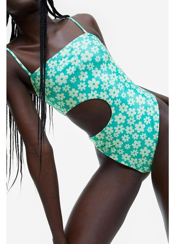 Зеленый летний купальник бандо H&M