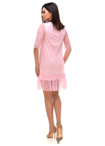 Светло-розовое коктейльное платье короткое Olsa однотонное