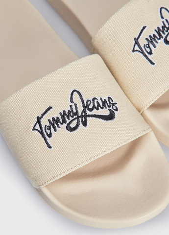 Светло-бежевые шлепанцы Tommy Jeans с вышивкой, с логотипом