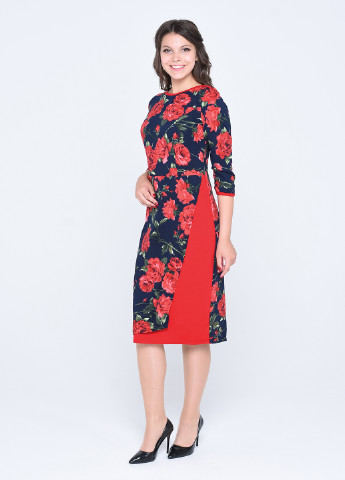 Красное кэжуал платье футляр Alpama с цветочным принтом