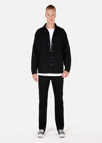 Черная кэжуал рубашка однотонная Colin's