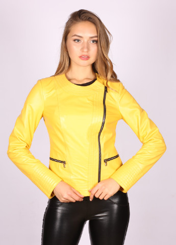 Жовта демісезонна куртка шкіряна Zaferi