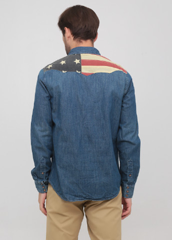 Темно-синяя джинсовая рубашка однотонная Ralph Lauren