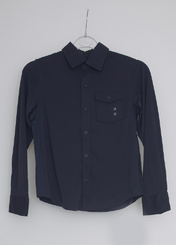 Темно-синяя кэжуал рубашка однотонная Sisley с длинным рукавом