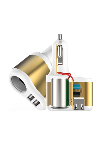 Автомобильное зарядное устройство 2 USB, 2.1A + авто разветветиль Gold/White XoKo cc-303 (132540129)