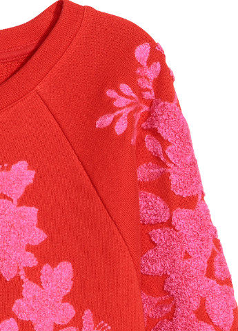 H&M свитшот цветочный красный кэжуал