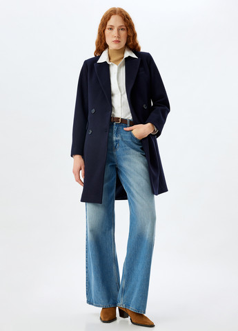 Темно-синее демисезонное Пальто двубортное KOTON