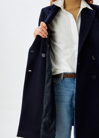 Темно-синее демисезонное Пальто двубортное KOTON