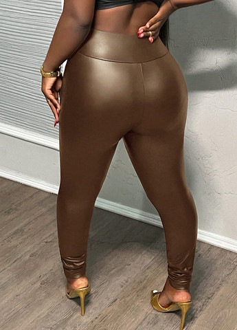 Коричневые демисезонные леггинсы SHEIN