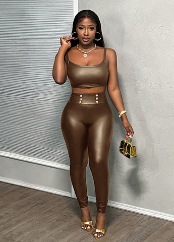 Коричневые демисезонные леггинсы SHEIN