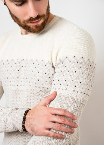 Молочный демисезонный свитер мужской джемпер ISSA PLUS GN4-77