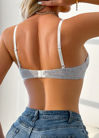 Сірий балконет бюстгальтер SHEIN з кісточками віскоза