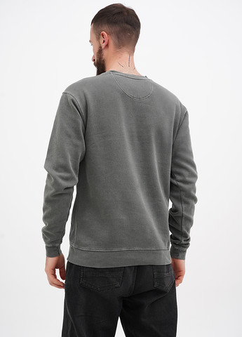 Сіро-зелений світшот Blue 84 однотонний вишивка, нашивки (311528519)