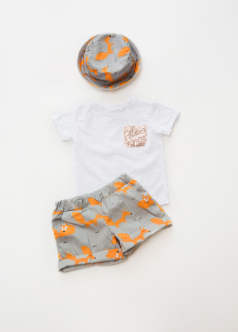 Комбінований літній комплект (футболка, шорти, панама) Little Bunny