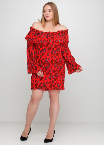 Красное кэжуал платье с открытыми плечами Missguided с рисунком
