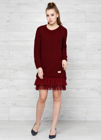 Бордовый демисезонный комплект (платье, туника) Hdm