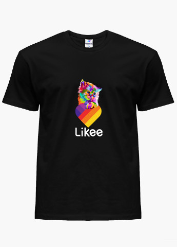 Чорна демісезонна футболка дитяча лайк котик (likee cat) (9224-1470) MobiPrint