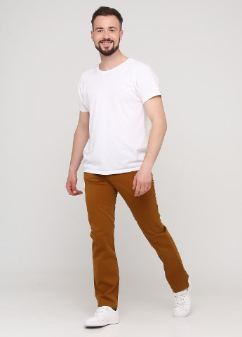 Светло-коричневые кэжуал демисезонные прямые брюки Fynch Hatton
