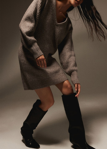 Сіро-коричнева кежуал сукня сукня светр H&M меланжева